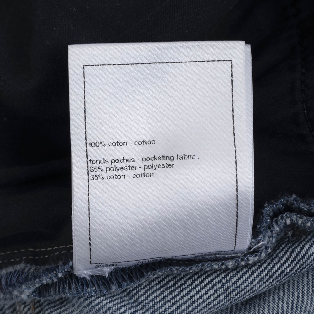 CHANEL 23N COCO NEIGE BLUE STRAIGHT JEANS WITH WHITE LEATHER CHAIN TRIMS SIZE 36 - Picture 13 of 16
